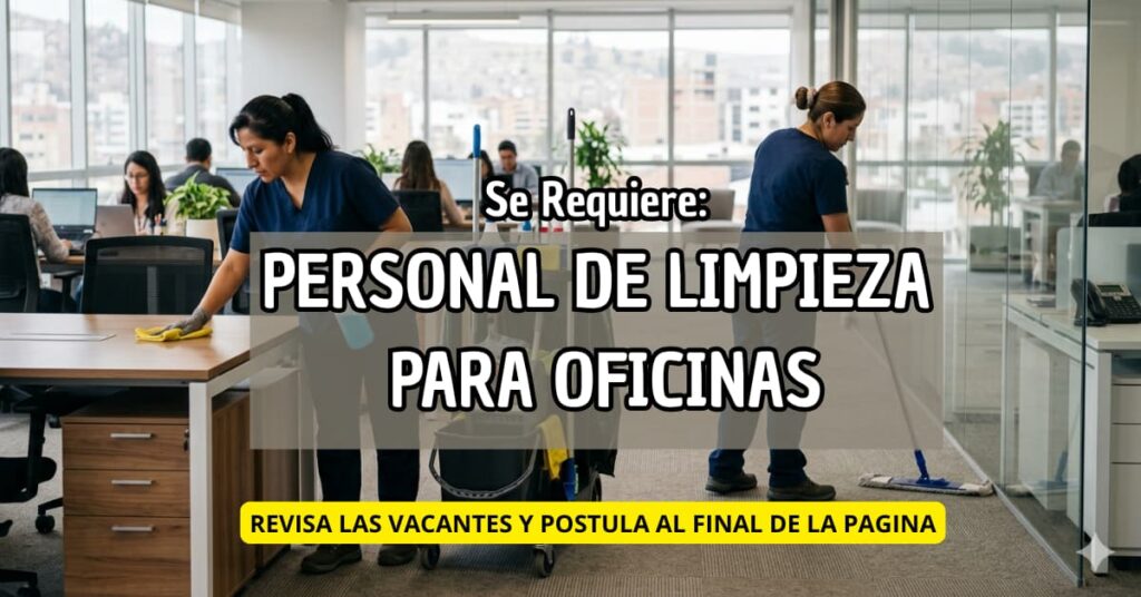 SE REQUIERE PERSONAL DE LIMPIEZA PARA OFICINAS