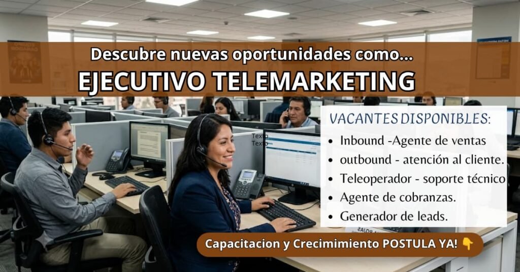 NUEVAS OPORTUNIDADES COMO EJECUTIVO DE TELEMARKETING